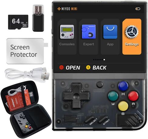 وحدة تحكم ألعاب محمولة Miyoo Mini Plus مقاس 3.5 بوصة، لعبة محمولة باليد مثبتة مسبقًا أكثر من 8000 لعبة مع حقيبة تخزين، تدعم الألعاب السائدة in Kuwait