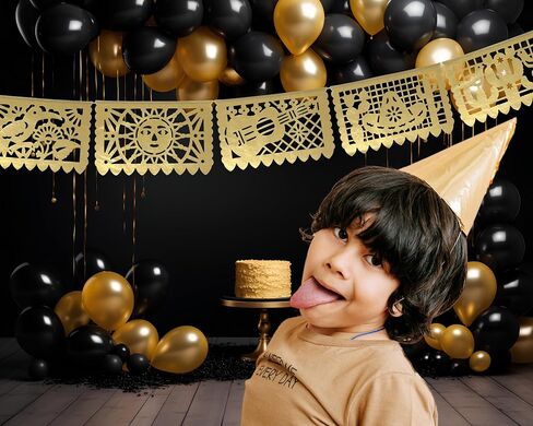 Gold Papel Picado Banner - Matte Gold Papel PicadoTissue Paper Banner for fiestas, weddings, bridal shower, engagement, baby shower, birthdays 2 pack/12ft long each)/ Not plastic in Kuwait