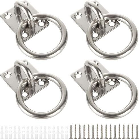 4 Pcs 304 Stainless Steel Pad Eye Plate Hook, Heavy Duty Pad Eye Ceiling Hook with Screws, Wall Mount Hook for Hanging in Saudi Arabia