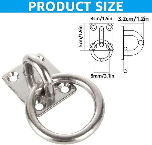 4 Pcs 304 Stainless Steel Pad Eye Plate Hook, Heavy Duty Pad Eye Ceiling Hook with Screws, Wall Mount Hook for Hanging in Saudi Arabia