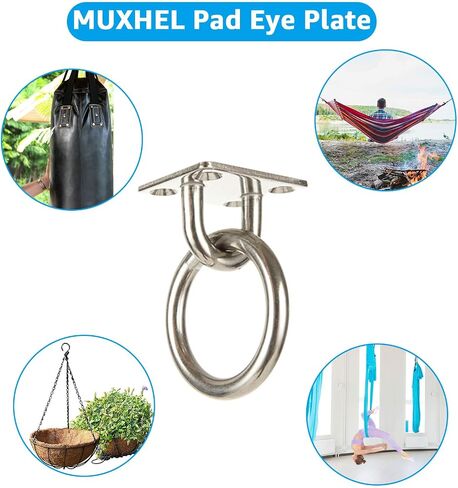 4 Pcs 304 Stainless Steel Pad Eye Plate Hook, Heavy Duty Pad Eye Ceiling Hook with Screws, Wall Mount Hook for Hanging in Saudi Arabia