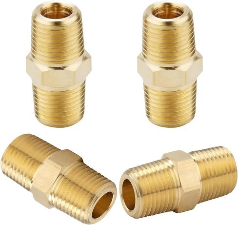 4PCS Hex Nipple 1/2" NPT x 1/2" NPT Male Solid Brass Pipe Fitting, 1/2 inch Brass Hex Nipple Male Pipe Adapter Fittings Heavy Brass Equal Nipples Connectors Couplings in Saudi Arabia