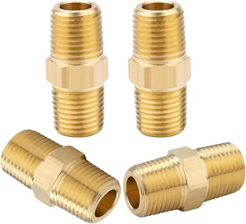 4PCS Hex Nipple 1/2" NPT x 1/2" NPT Male Solid Brass Pipe Fitting, 1/2 inch Brass Hex Nipple Male Pipe Adapter Fittings Heavy Brass Equal Nipples Connectors Couplings in Saudi Arabia