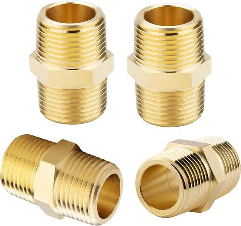 4PCS Hex Nipple 1/2" NPT x 1/2" NPT Male Solid Brass Pipe Fitting, 1/2 inch Brass Hex Nipple Male Pipe Adapter Fittings Heavy Brass Equal Nipples Connectors Couplings in Saudi Arabia