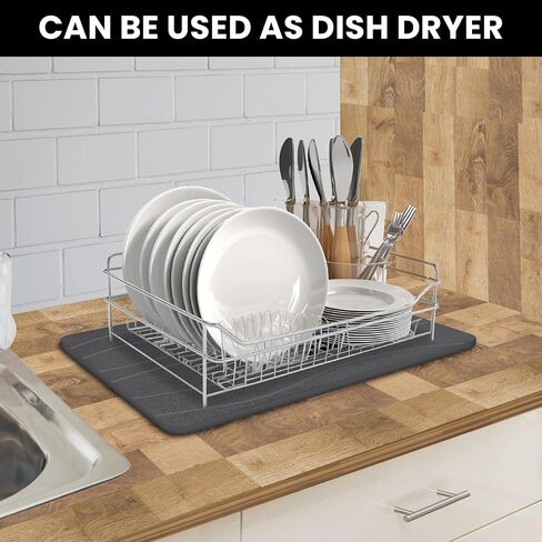 Fast Absorbent Diatomaceous Earth Stone Floor Mat, Quick Drying Non-Slip Stone Mat for Bathroom Or Kitchen, No More Wet Floors (Dark Grey Wave) in Saudi Arabia
