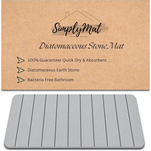 Fast Absorbent Diatomaceous Earth Stone Floor Mat, Quick Drying Non-Slip Stone Mat for Bathroom Or Kitchen, No More Wet Floors (Dark Grey Wave) in Saudi Arabia