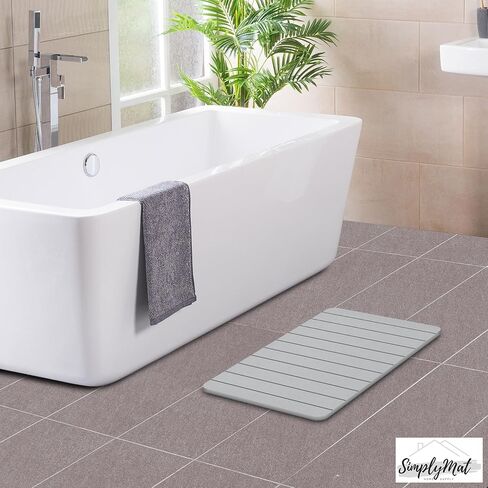 Fast Absorbent Diatomaceous Earth Stone Floor Mat, Quick Drying Non-Slip Stone Mat for Bathroom Or Kitchen, No More Wet Floors (Dark Grey Wave) in Saudi Arabia
