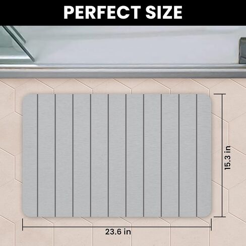 Fast Absorbent Diatomaceous Earth Stone Floor Mat, Quick Drying Non-Slip Stone Mat for Bathroom Or Kitchen, No More Wet Floors (Dark Grey Wave) in Saudi Arabia