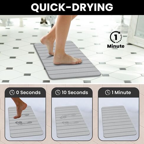Fast Absorbent Diatomaceous Earth Stone Floor Mat, Quick Drying Non-Slip Stone Mat for Bathroom Or Kitchen, No More Wet Floors (Dark Grey Wave) in Saudi Arabia
