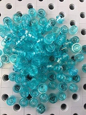 LEGO Parts: 100 Round Transparent Blue Plates 1x1 in Saudi Arabia