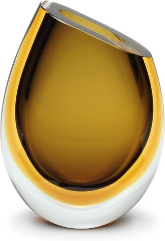 Cá d'Oro Small Glass Vase Bicolor Brown/Amber Hand-Blown Murano-Style Art Glass - Model 96 in Kuwait