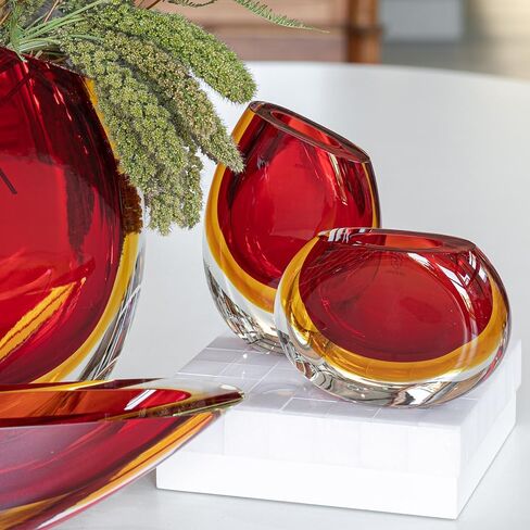 Cá d'Oro Small Glass Vase Bicolor Brown/Amber Hand-Blown Murano-Style Art Glass - Model 96 in Kuwait