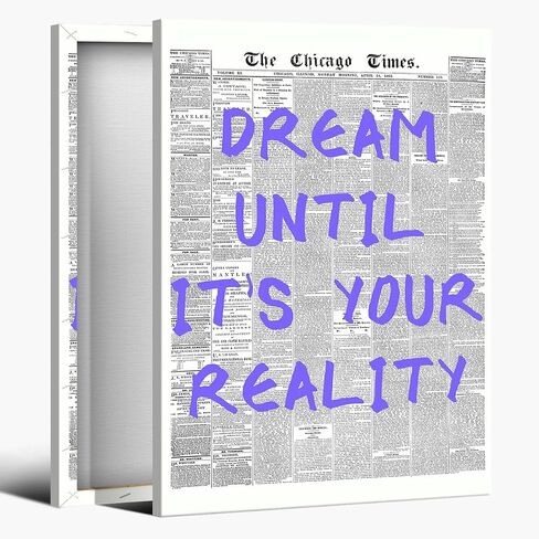 Retro Newspaper Posters Room Aesthetic Light Blue Preppy Canvas Wall Art Trendy Art Affirmation Quote Dream Until It's Your Reality Apartment Bedroom Decor 12x18inch Unframed in Saudi Arabia