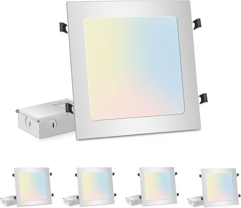 4-Packs 11 inch Square Recessed Light: 3 Color Temperature Selectable & Dimmable Lamp, 2200 Lumens Ultra Thin Led Canless Downlight Lighting with Junction Box, 26W Eqv 230W in Kuwait