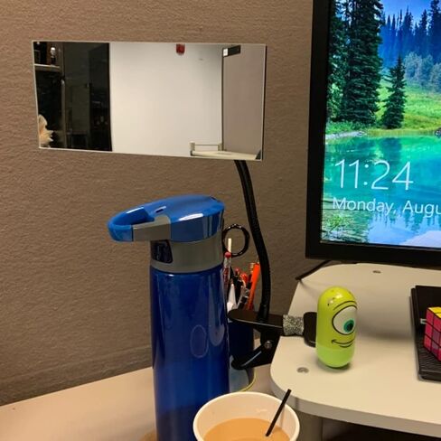 Glass Clip On Security Cubicle Mirror, 6.69" x 2.95" Personal Safety and Security Office Desk Rear View Monitors Convex Mirror with Frame (Rectangle) in Saudi Arabia