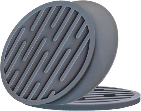 Silicone Coasters for Drinks, Drink Coasters for Coffee Table, Non-Slip, Non-Stick Cup Mat Live for Hot and Cold Drink (Stripe, 3 Pack Grey) in Saudi Arabia