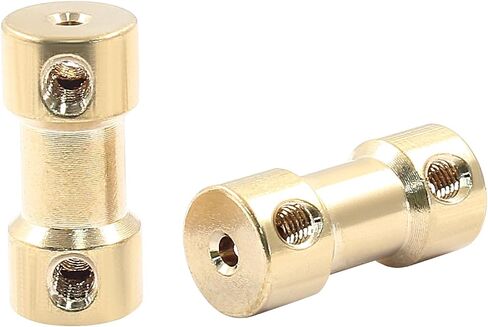 Hordion 10Pcs 2mm to 2mm Brass Shaft Coupling Joint Connector, Shaft Coupler Motor Accessories with Screws in Kuwait