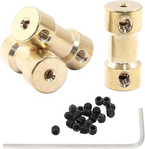 Hordion 10Pcs 2mm to 2mm Brass Shaft Coupling Joint Connector, Shaft Coupler Motor Accessories with Screws in Kuwait