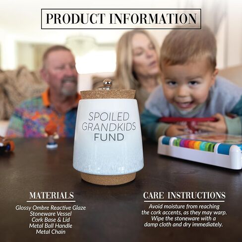 Pavilion Gift Company Weed-6.5" بنك توفير سيراميك، أزرق، بيج، بني in Kuwait