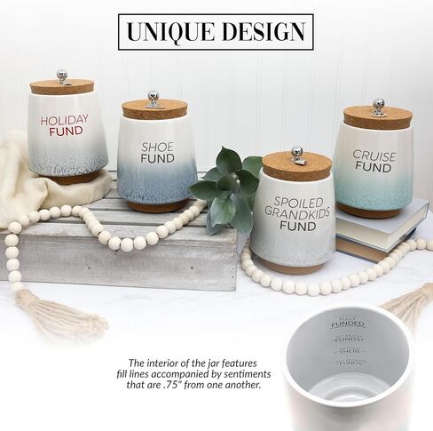 Pavilion Gift Company Weed-6.5" بنك توفير سيراميك، أزرق، بيج، بني in Kuwait