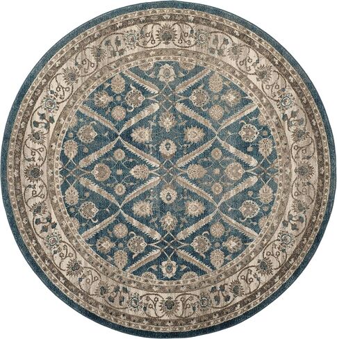 SAFAVIEH Sofia Collection 6'7" Round Blue / Beige SOF378C Vintage Oriental Distressed Non-Shedding Dining Room Entryway Foyer Living Room Bedroom Area Rug in Saudi Arabia