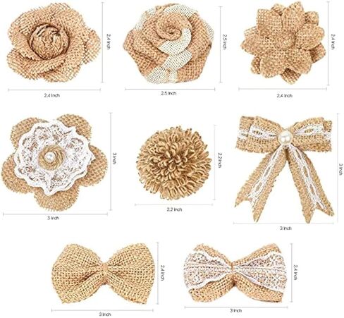 24 قطعة من زهور الخيش، 8 أنماط كلاسيكية مصنوعة يدويًا من زهرة الورد الريفية مع لؤلؤ صناعي لباقات يدوية الصنع لتزيين حفلات الزفاف وأعياد الميلاد، وديكورات العشاء in Kuwait