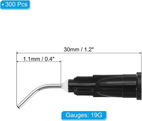 PATIKIL Blunt Tip Dispensing Needles with Bent Blunt Needle, 300 Pcs 0.4 Inch 18G Industrial Liquid Dispenser Needle with Lure Lock for Refilling Liquid Ink Adhesive Glue in Saudi Arabia