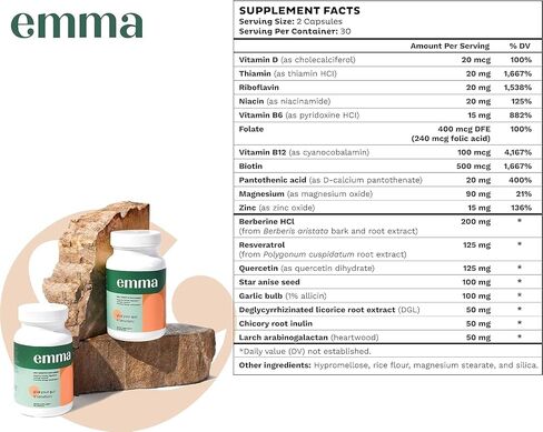 Emma Gut Health, Digestive Supplement, Advanced Probiotics for Digestive Balance, Natural Cleansing, Regulate Bowel - 60 Capsules in Saudi Arabia