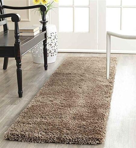 سجادة SAFAVIEH Milan Shag Collection - 2 × 10 بوصة، بيج داكن، تصميم متين، لا يتساقط ويسهل العناية به، سمك 2 بوصة مثالي للمناطق ذات حركة المرور العالية في غرفة المعيشة وغرفة النوم (SG180-1414) in Saudi Arabia