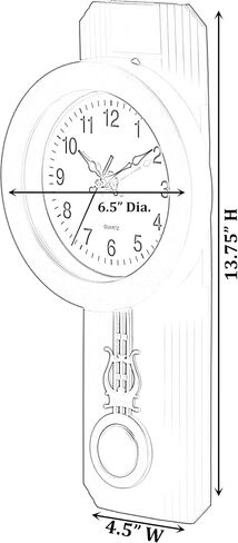 Traditional Black Round Wood- Looking Pendulum Plastic Wall Clock for Living Room, Kitchen, or Dining Room in Saudi Arabia