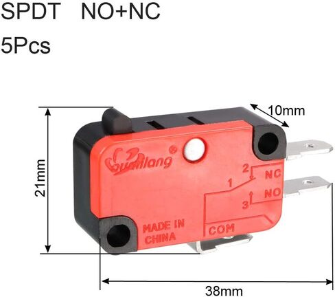 uxcell 5PCS OV-15-1C25 15A 125/250V AC 3 Terminals Snap Button Type Micro Limit Switch in Saudi Arabia