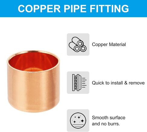 PATIKIL 1" Copper Pipe End Cap, 1Pcs Copper Fitting Cap Sealing Sweat Plug Solder Connection for Plumbing HVAC Air Conditioner in Kuwait