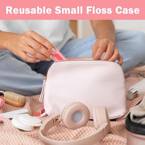 Portable Floss Picks Case, 6 Travel Floss Sticks Box with 60 Pcs Small Dental Flosser Picks Holder Toothpicks Dispenser for Home Travel Cleaning Teeth Oral Care Handy Tool Teeth Cleaning in Saudi Arabia