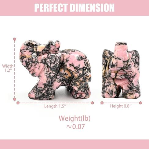 WHAL&YUNE تمثال فيل أفينتورين أخضر من الكريستال الطبيعي منحوتة من الأحجار الكريمة للمنزل والمكتب فنغ شوي ديكور هدية محظوظة - 1.5 بوصة in Kuwait