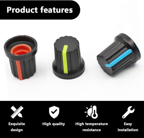 60pcs Potentiometer Control Knob 6mm Knurled Shaft Hole Potentiometer Volume Control Rotary 6 Colors Knob Cap 15x15mm in Saudi Arabia