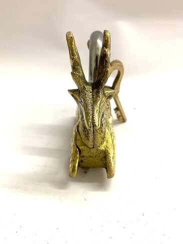Padlock Deer New Look Brass Padlock - Lock with Keys - Working Functional - Brass Made - Type : (Deer - Brass Finish) in Saudi Arabia