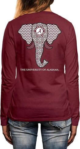 تي شيرت Southern Couture Alabama Crimson Tide Elephant نسائي كلاسيكي بأكمام طويلة، مقاس 3X-Large in Kuwait