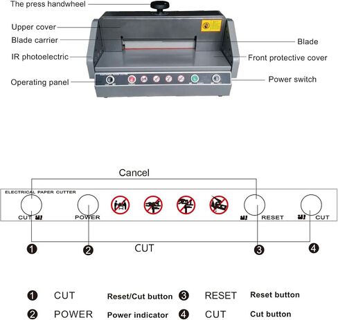 قاطعة ورق كهربائية VEVOR بعرض القطع 330 مم، ماكينة تشذيب الورق الكهربائية، سمك القطع 40 مم، آلة قطع الورق المكتبية، قاطعة الورق الصناعية، قاطعة الورق شديدة التحمل، للمكتب والمدرسة in Kuwait