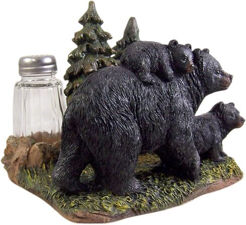 Black Bear With Cubs Salt and Pepper Shaker and Napkin Holder 5 1/4 Inch (Shakers Included) in Saudi Arabia