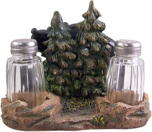 Black Bear With Cubs Salt and Pepper Shaker and Napkin Holder 5 1/4 Inch (Shakers Included) in Saudi Arabia