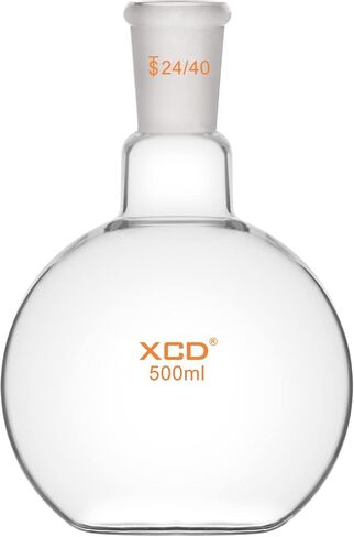 Glass Flask, Borosilicate Glass Flat Bottom Flask FBF Heavy Wall Single Neck Flat Bottom Boiling Flask with 24/40 Standard Taper Outer Joint, 250 ml in Saudi Arabia