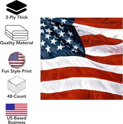 July 4th Disposable Paper Party Napkins, American Patriotic Flag, Dinner Size, 75-Count by Iconikal in Saudi Arabia