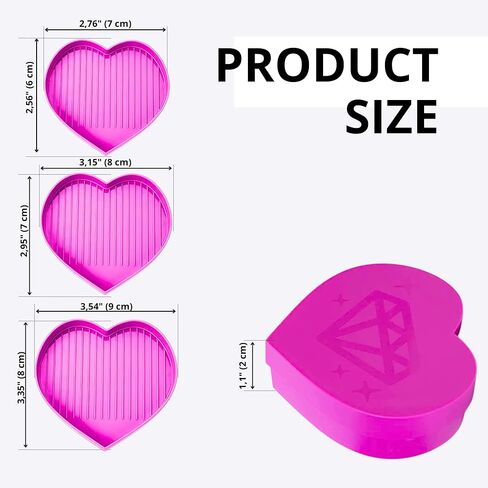 6PCS Heart Diamond Painting Bead Sorting Trays Diamond Art Tray Tools Accessories for DIY Craft Rhinestone Plate Tray Small Plastic Boxes Pink Purple Blue Cross Nail Dotting Tools Heart Shape in Saudi Arabia