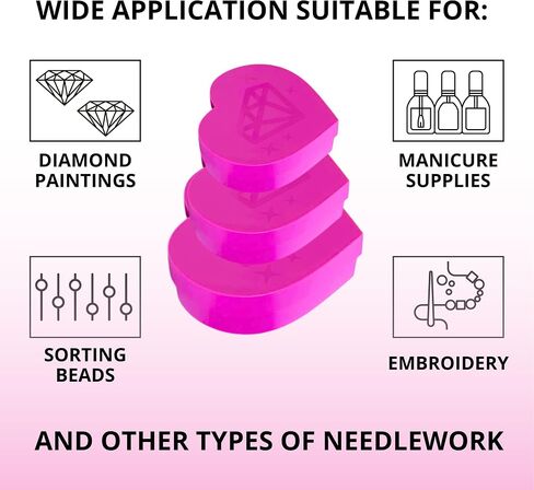 6PCS Heart Diamond Painting Bead Sorting Trays Diamond Art Tray Tools Accessories for DIY Craft Rhinestone Plate Tray Small Plastic Boxes Pink Purple Blue Cross Nail Dotting Tools Heart Shape in Saudi Arabia