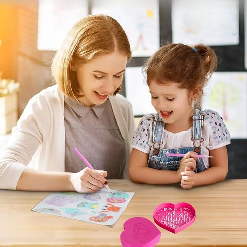6PCS Heart Diamond Painting Bead Sorting Trays Diamond Art Tray Tools Accessories for DIY Craft Rhinestone Plate Tray Small Plastic Boxes Pink Purple Blue Cross Nail Dotting Tools Heart Shape in Saudi Arabia