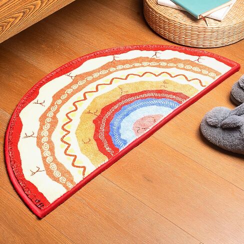 سجاد حمام بوهو نصف دائرة، سجادات حمام بوهيمية منخفضة الوبر نصف دائرية للحمام وحوض المطبخ وغرفة النوم والأرضيات الداخلية غير قابلة للانزلاق وقابلة للغسل، طاووس in Kuwait