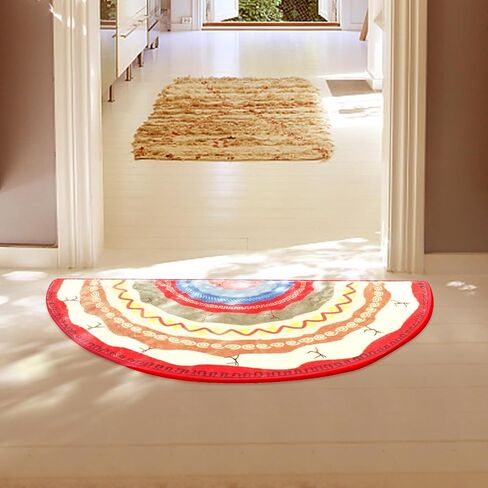 سجاد حمام بوهو نصف دائرة، سجادات حمام بوهيمية منخفضة الوبر نصف دائرية للحمام وحوض المطبخ وغرفة النوم والأرضيات الداخلية غير قابلة للانزلاق وقابلة للغسل، طاووس in Kuwait