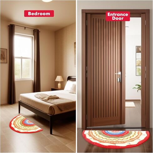 سجاد حمام بوهو نصف دائرة، سجادات حمام بوهيمية منخفضة الوبر نصف دائرية للحمام وحوض المطبخ وغرفة النوم والأرضيات الداخلية غير قابلة للانزلاق وقابلة للغسل، طاووس in Kuwait