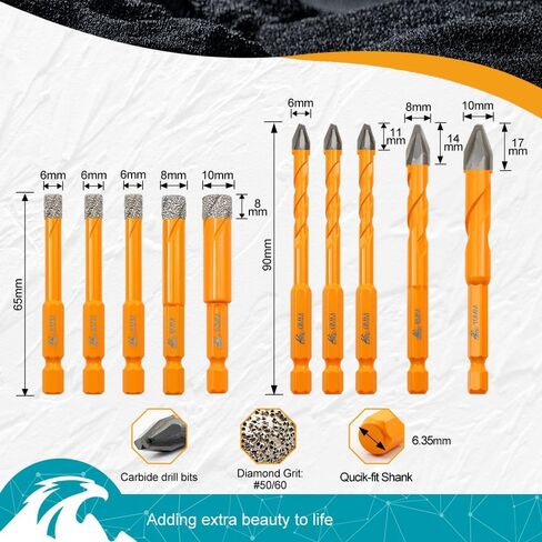 Carbide Drill Bits 6mm 10pcs for Drilling Ceramic Porcelain Tile Marble Granite Masonry in Saudi Arabia