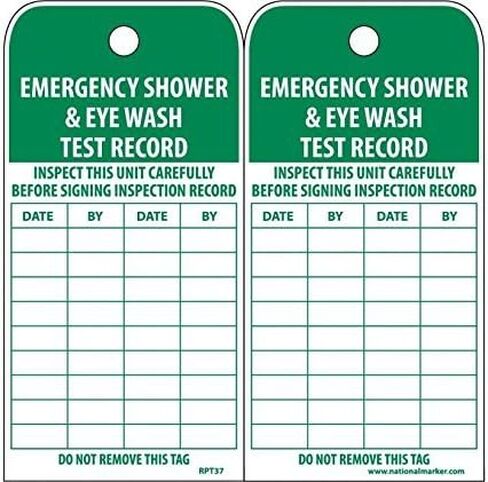 NMC National Marker Corp. RPT37ST Tags, Emergency Shower and Eye Wash Test Record, 6 Inch X 3 Inch, Synthetic Paper, 25/Pk (Hole) in Saudi Arabia